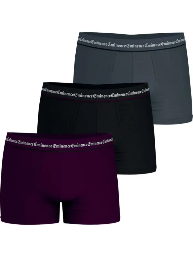 Lot de 3 boxers en coton multicolores unis pourvus d'une taille élastiquée