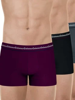 Lot de 3 boxers en coton multicolores unis pourvus d'une taille élastiquée