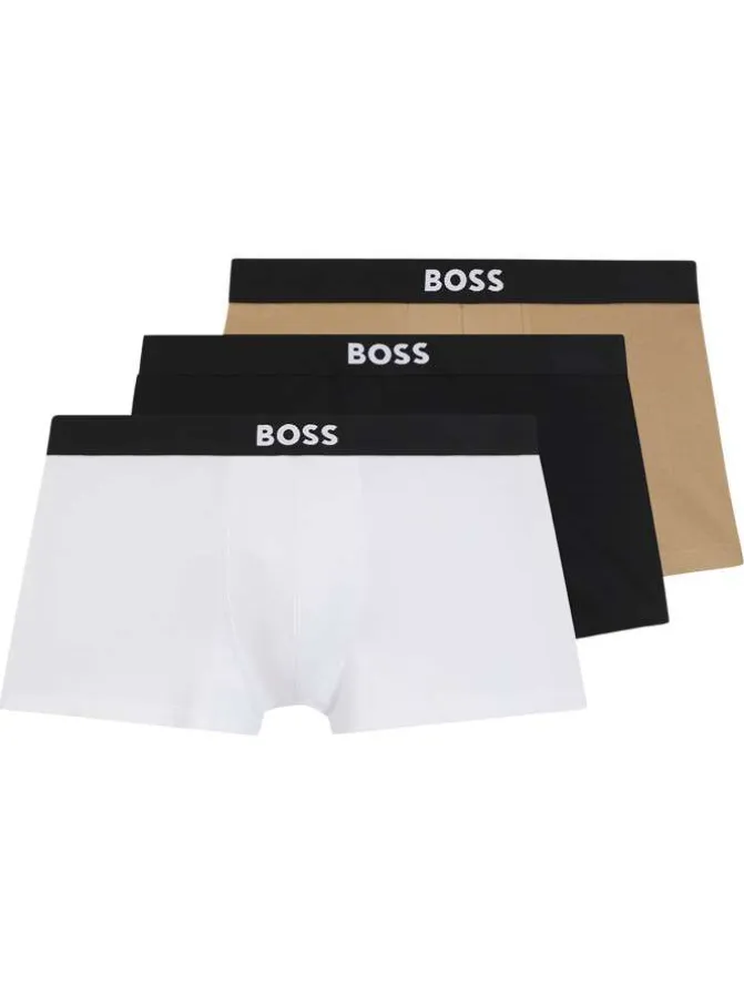 Lot de 3 boxers en coton multicolores unis à taille élastiquée