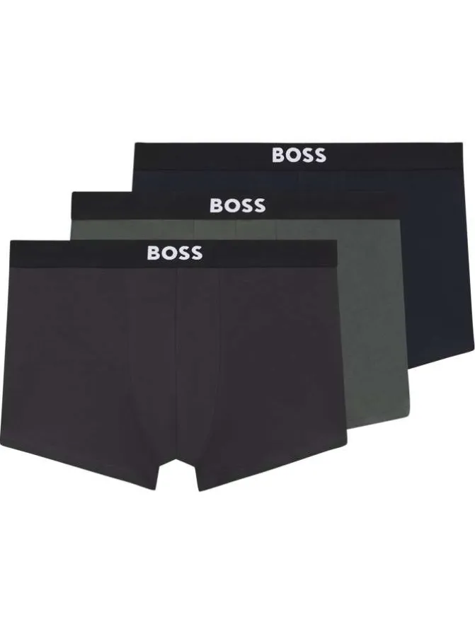 Lot de 3 boxers en coton multicolores unis à taille élastiquée