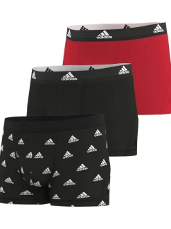 Lot de 3 Boxers en coton multicolore unis de couleur noir et rouge