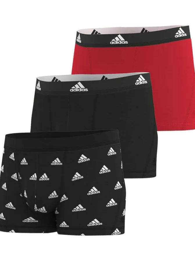 Lot de 3 Boxers en coton multicolore unis de couleur noir et rouge
