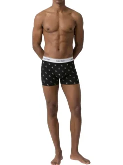 Lot de 3 boxers en coton noir/blanc uni avec des logos et une coupe ajustée
