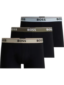 Lot de 3 Boxers en coton noires unis avec marque sur le haut