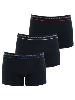 Lot de 3 boxers en coton noires unis avec une coupe fermée