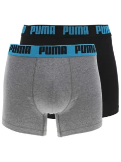 Lot de 2 Boxers en coton noir et gris uni avec une coupe fermée