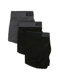 Lot de 3 boxers en coton noirs et gris unis avec logo imprimé