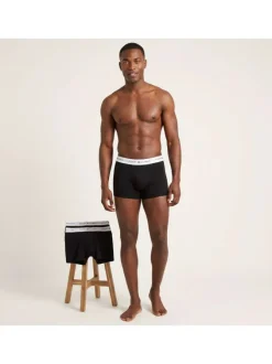 Lot de 3 boxers en coton noirs pourvus d'une taille élastiquée