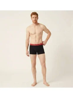 Lot de 3 boxers en coton noirs pourvus d'une taille élastiquée