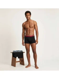 Lot de 3 boxers en coton noirs pourvus d'une taille élastiquée