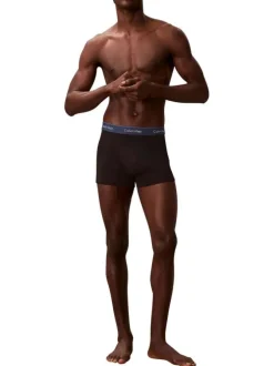Lot de 3 boxers en coton noirs unis avec bandes élastiquées multicolores