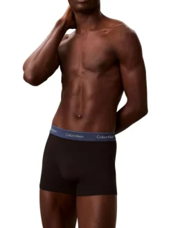 Lot de 3 boxers en coton noirs unis avec bandes élastiquées multicolores