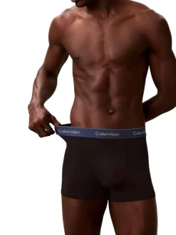 Lot de 3 boxers en coton noirs unis avec bandes élastiquées multicolores