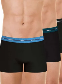 Lot de 3 boxers en coton noirs unis avec le nom de la marque imprimé