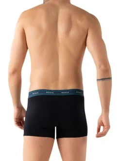 Lot de 3 boxers en coton noirs unis avec le nom de la marque imprimé