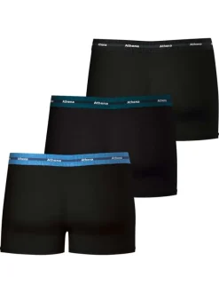 Lot de 3 boxers en coton noirs unis avec le nom de la marque imprimé