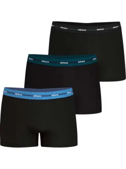 Lot de 3 boxers en coton noirs unis avec le nom de la marque imprimé
