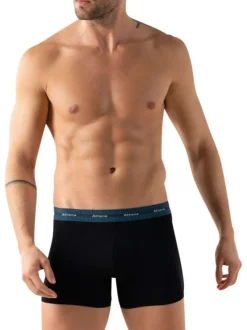 Lot de 3 boxers en coton noirs unis avec le nom de la marque imprimé