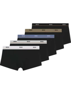 Lot de 5 boxers en coton noirs unis avec une taille élastiquée