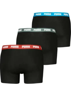 Lot de 3 boxers en coton noirs unis à ceintures de couleurs différentes