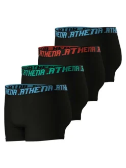 Lot de 4 boxers en coton noirs unis à coupe fermée et taille élastiquée
