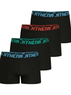 Lot de 4 boxers en coton noirs unis à coupe fermée et taille élastiquée