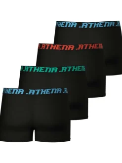 Lot de 4 boxers en coton noirs unis à coupe fermée et taille élastiquée