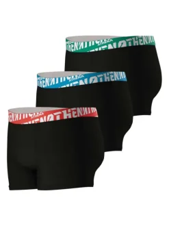 Lot de 3 boxers en coton noirs unis à coupe fermée et taille élastiquée brodée