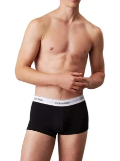 Lot de 3 boxers en coton noirs unis courts avec le nom de la marque