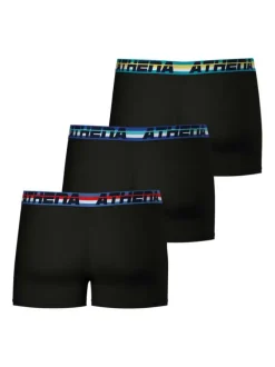 Lot de 3 boxers en coton noirs unis et à taille élastiquée brodée et de couleur