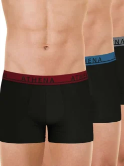 Lot de 3 boxers en coton noirs unis pourvus d'une taille élastiquée