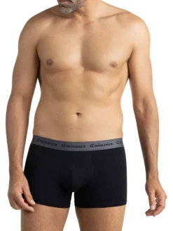 Lot de 3 boxers en coton noirs unis pourvus d'une taille élastiquée