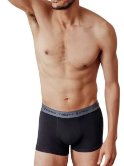 Lot de 3 boxers en coton noirs unis pourvus d'une taille élastiquée