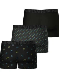 Lot de 3 Boxers en coton noir unis avec une coupe fermée et smiley imprimé