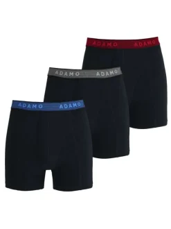 Lot de 3 Boxers en coton noir unis avec une coupe fermée et taille élastiquée