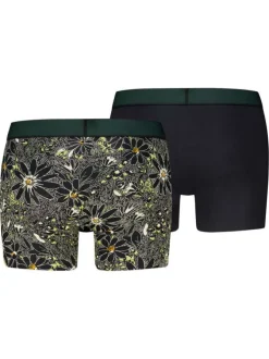 Lot de 2 boxers en coton verts pourvus de ceintures élastiquées