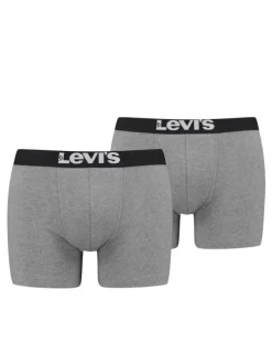 Lot de 2 boxers gris et à bande élastiquée noire brodée à la taille