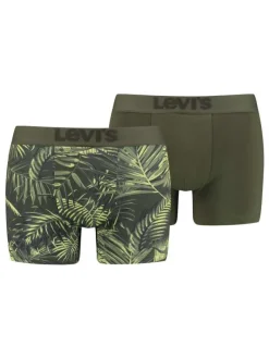Lot de 2 boxers kaki pour homme à motifs feuilles tropical en coton