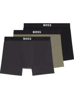 Lot de 3 Boxers long en coton multicolore uni à taille élastiquée