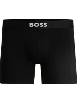 Lot de 3 Boxers long en coton noires unis avec ceinture élastiquée