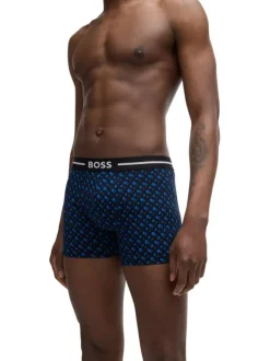 Lot de 3 Boxers longs en coton bleu imprimé avec tailles élastiquées