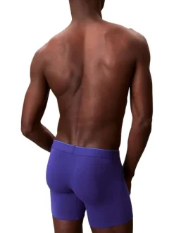 Lot de 3 boxers longs en coton bleus pourvus d'une ceinture élastiquée