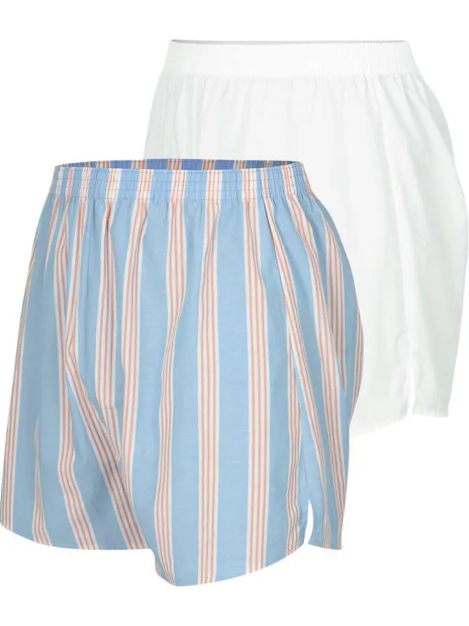 Lot de 2 boxers longs en coton multicolores unis avec une taille élastiquée