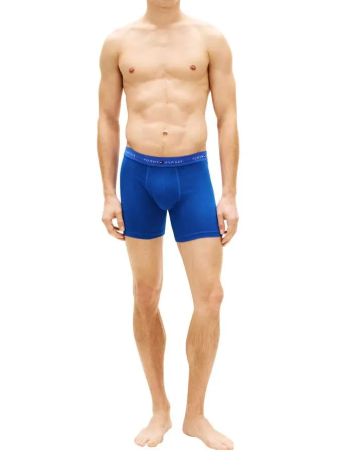 Lot de 3 boxers longs en coton multicolores unis pourvus d'une taille élastiquée