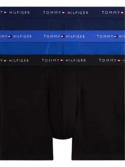 Lot de 3 boxers longs en coton multicolores unis pourvus d'une taille élastiquée