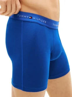 Lot de 3 boxers longs en coton multicolores unis pourvus d'une taille élastiquée