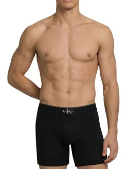 Lot de 3 boxers longs en coton noirs pourvus d'une ceinture élastiquée