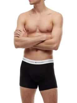Lot de 3 boxers longs en coton noirs unis pourvus d'une taille élastiquée