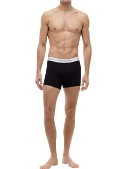Lot de 3 boxers longs en coton noirs unis pourvus d'une taille élastiquée
