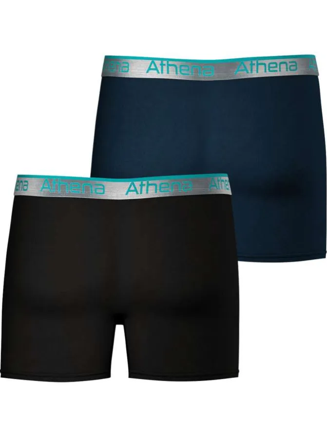 Lot de 2 boxers longs multicolores pourvus du logo de la marque